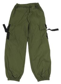 Khaki cargo cuff šusťákové kalhoty 