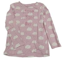 Růžové triko s mráčky a nápisem Topolino 