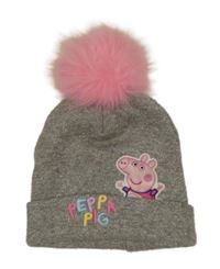 Šedá třpytivá čepice s Peppou a bambulkou C&A vel. 104-122