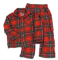 Červeno-barevné kostkované flanelové pyžamo Tu