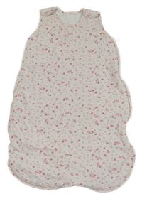 Světlerůžový bavlněný zateplený spací pytel s kytičkami 