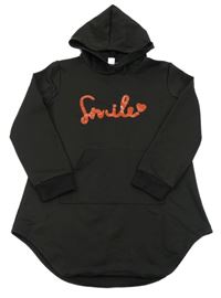 Černá mikina s nápisem a kapucí Shein