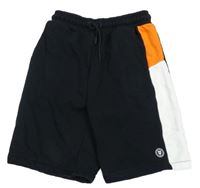 Černo-bílo-oranžové teplákové kraťasy George 