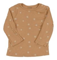 Oranžové kytičkované žebrované triko Nutmeg 