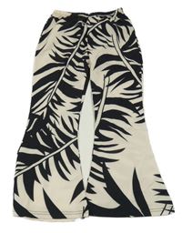 Béžovo-černé vzorované flare lehké kalhoty 