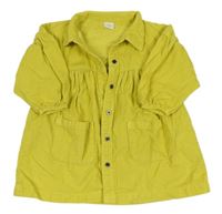 Citronové manšestrové propínací košilové oversize šaty Next