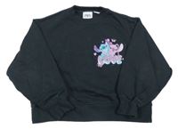 Antracitová oversize crop mikina se Stitchem Zara