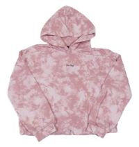 Růžová batikovaná crop mikina s kapucí C&A