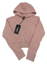 Nové - Světlerůžová crop mikina s logem a kapucí Closure