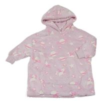 Světlerůžová chlupatá oversize mikina s vesmírem a kapucí M&S