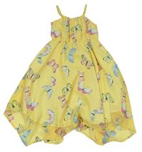 Žluté šifonové letní šaty s motýlky zn. H&M