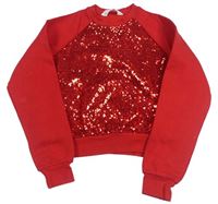 Červená crop mikina s flitry H&M