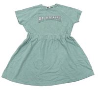 Šedoolivové teplákové šaty s nápisem PRIMARK