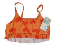 Oranžová plavková lambáda s červenými srdíčky a volánkem PRIMARK