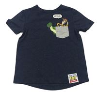 Tmavomodré melírované tričko s Toy Story a kapsou George