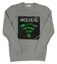 Šedý melírovaný svetr s wi-fi z překlápěcích flitrů H&M