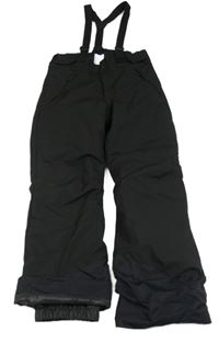 Černé šusťákové funkční zimní oteplovačky s odepínacími kšandami Wed'ze