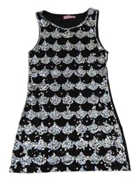 Černo-stříbrné flitrové šaty