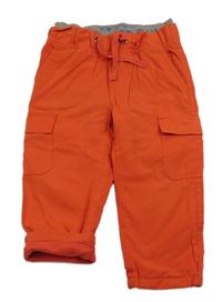 Tmavooranžové cargo šusťákové podšité kalhoty grain de blé