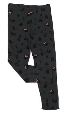 Tmavošedo-černé vzorované žebrované legíny s Minnie PRIMARK
