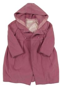 Starorůžový flaušový kabát s límečkem a kapucí IANA baby