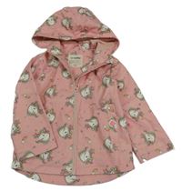 Růžová nepromokavá zateplená bunda s jednorožci a kapucí LC WaiKIKI