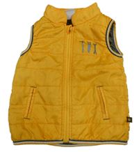 Tmavožlutá prošívaná šusťáková zateplená vesta s nářadím BUBBLE GUM