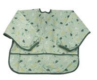 Světlekhaki-tmavokhaki šusťákový bryndák/zástěra s dinosaury