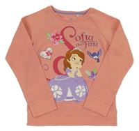 Broskvová mikina se Sofií a kamínky C&A