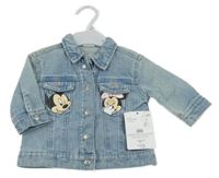 Nové - světlemodrá riflová bunda s Minnie a Mickey a límečkem Disney