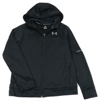Černá thermo propínací mikina s logem a kapucí UNDER ARMOUR