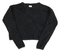 Tmavošedý chlupatý crop svetr Page one young