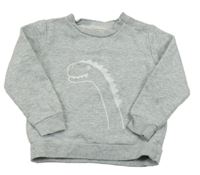 Šedá melírovaná mikina s dinosaurem POCOPIANO