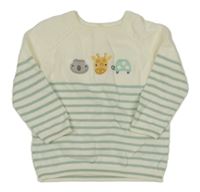 Smetanovo-olivovošedý pruhovaný svetr se zvířátky Next