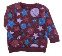 Tmavovínová mikina s hvězdičkami a planetami PRIMARK
