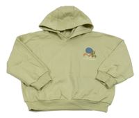 Olivová oversize mikina s kaktusy a kapucí St. Bernard