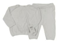 Nové - 2Set - Bílý žinylkový svetr s perforovanými hvězdičkami + kalhoty George