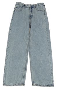 Nové - světlemodré šisované loose fit waist straight leg rifle H&M