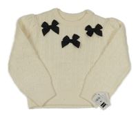 Nové - smetanový vzorovaný svetr s mašlemi St. Bernard