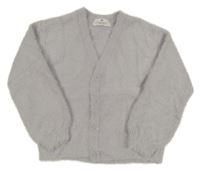 Světlefialovošedý chlupatý propínací svetr H&M