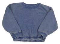 Modrá šisovaná oversize mikina s nápisy PRIMARK