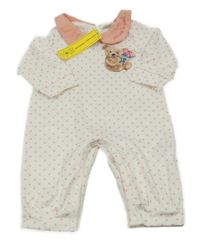 Nové - bílo-růžový puntíkatý overal s medvídkem a límečkem SHEIN