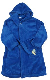 Cobaltově modrý plyšový župan se surfařem a kapucí Playhoes