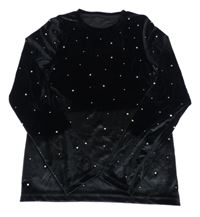 Černé sametové mikinotriko s kamínky St. Bernard