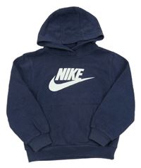 Tmavomodrá mikina s logem a kapsou a kapucí Nike