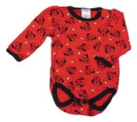 Červeno-černé body s Minnie a srdíčky Disney