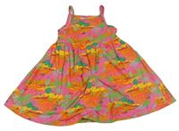 Neonově růžovo-barevné bavlněné šaty s listy Primark