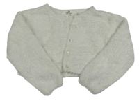Bílý chlupatý propínací crop svetr H&M