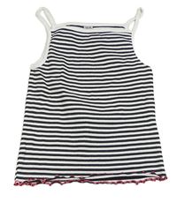 Bílo-antracitový pruhovaný žebrovaný crop top Y.F.K.