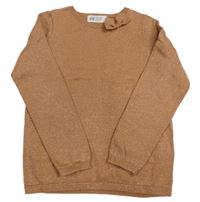 Hnědý třpytivý svetr s mašlí H&M